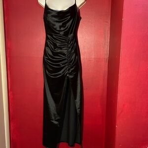 Elegant Black Satin Evening Dress